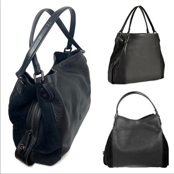 Coach Edie Black 42 Mixed Black Leather Bag RARE - Picture 6 of 9